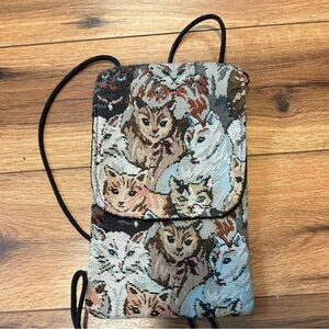 Cat Print Tapestry Crossbody Bag